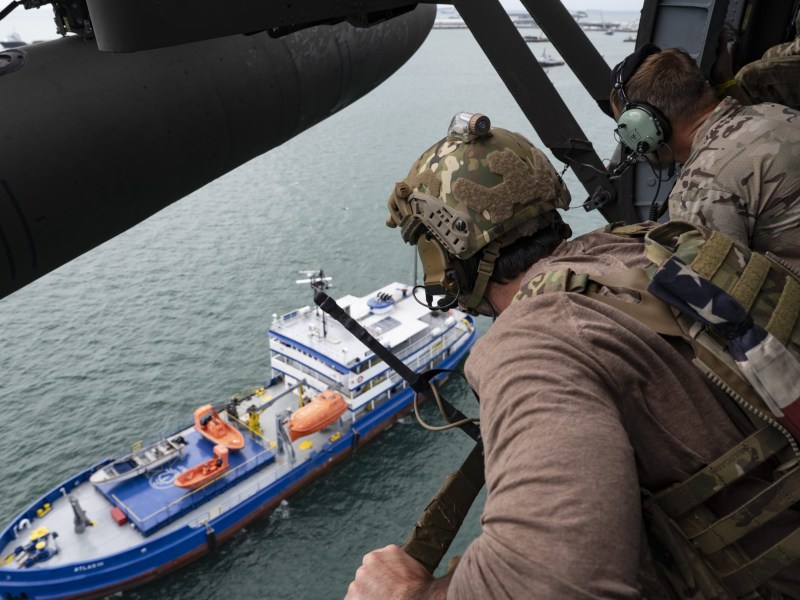 U.S. forces are sinking drug boats off Venezuela and Colombia, but it won't stop the drug trade. Here, two U.S. Naval Special Warfare operators spectate a simulated visit, board, search, and seizure training during PANAMAX-Alpha Phase I, at Panama City, Panama, July 16, 2025.