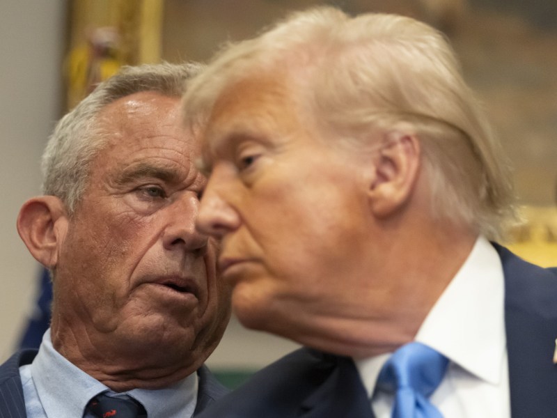 MAHA Whisperer: Health and Human Services Secretary Robert F. Kennedy Jr. speaks as President Donald Trump listens in the Roosevelt Room of the White House, Monday, Sept. 22, 2025, in Washington.