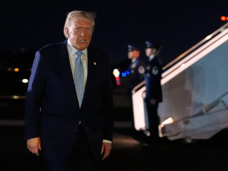 Trump approval: President Donald Trump walks over to speak to reporters before boarding Air Force One at Palm Beach International Airport in West Palm Beach Fla., on his way back to the White House, Sunday, Nov. 16, 2025. (AP Photo/Manuel Balce Ceneta)