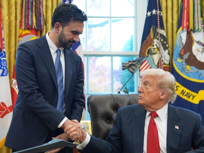 Love Fest: President Donald Trump shakes hands with New York City Mayor-elect Zohran Mamdani in the Oval Office of the White House, Friday, Nov. 21, 2025, in Washington.