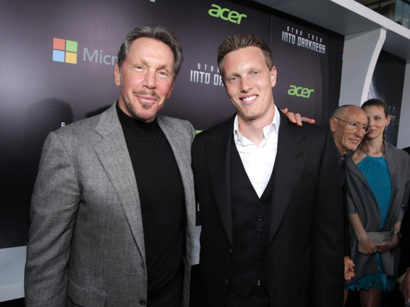 Larry Ellison and David Ellison in 2013.