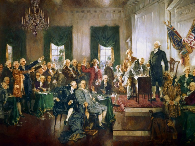 What if? A look at how the structure of the U.S.. Senate was hotly debated in 1787 at the Constitutional Convention in ways that changed America, Here, is the painting "Scene at the Signing of the Constitution" by Howard Chandler Christy from 1940.